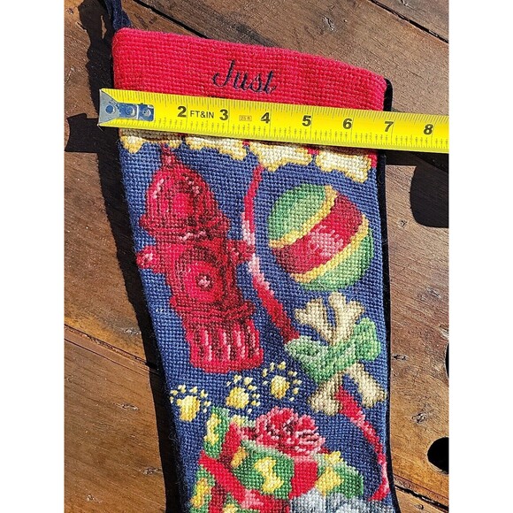 Lands' End Needlepoint Christmas Stocking Dogs Pet Wool Monogram Discontinued C4 - Picture 9 of 10